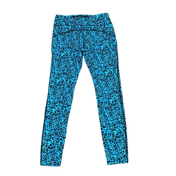 Nike Dri Fit Blue Leopard Print Running Leggings Size Medium - Picture 1 of 11